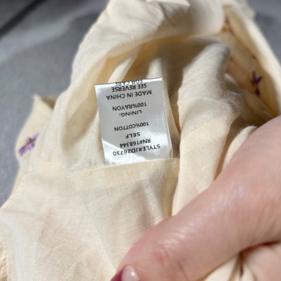 NEW J.Nna Cream Floral Embroidered Collar Halter Midi Dress Smocked Back Size M - Picture 7 of 10